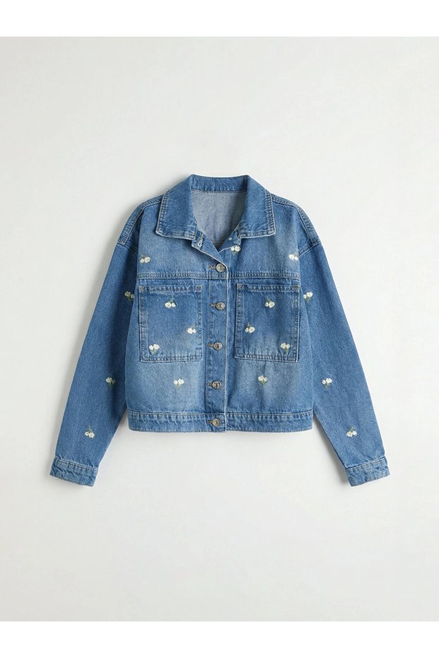 Lcw Kids Indigo Floral Girl's Jean Jacket