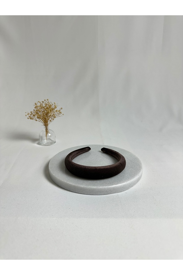 Brown Thin Curved K Velvet Crown Hair Band