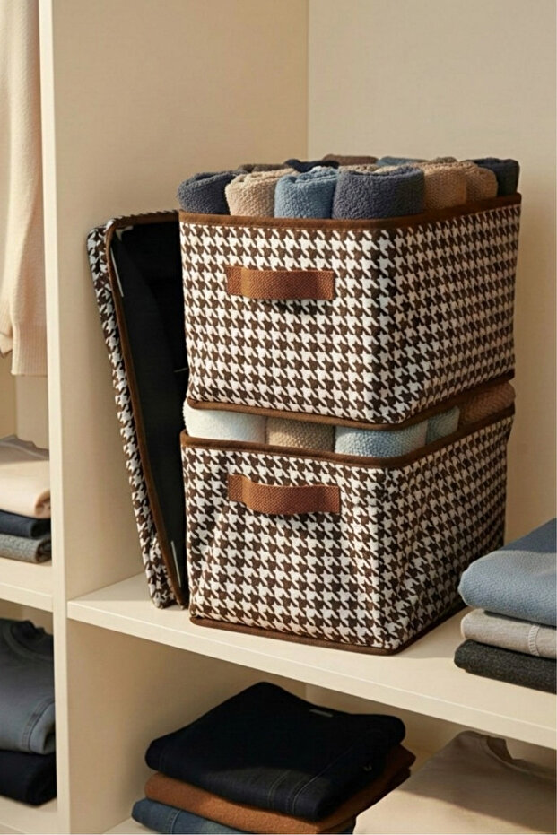 2 Pieces of Crowbar Patterned Steel Supported Cabinet and Shelf Organizer 45X25X20 Clothing Organizer