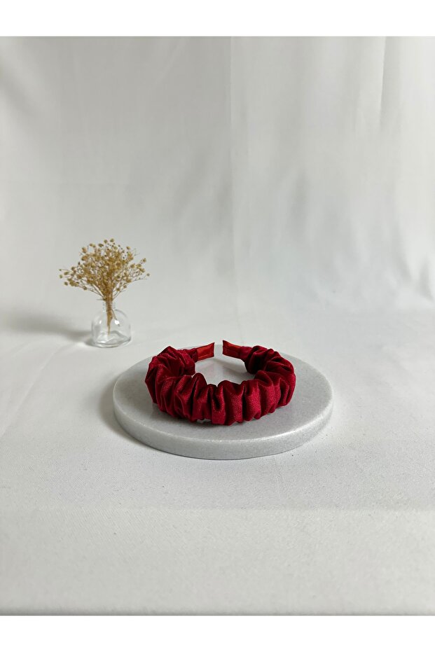 Red Ruched Velvet Crown Hair Band