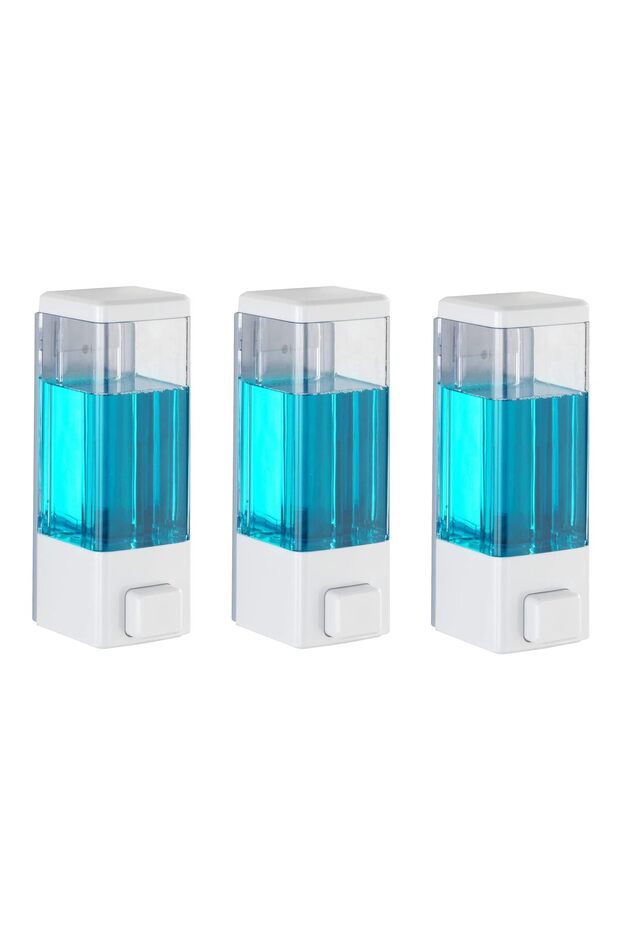 Wall Mounted Manual Liquid Soap Dispenser 3 Pcs Adhesive and Screw-On Non-Spill Soap Dispenser 350 ml V-1