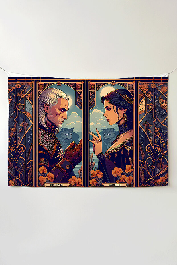 Witcher Themed Horizontal Gamer Room Wall Covering – Anime & Fantasy Design, Setup Decor, Large Size