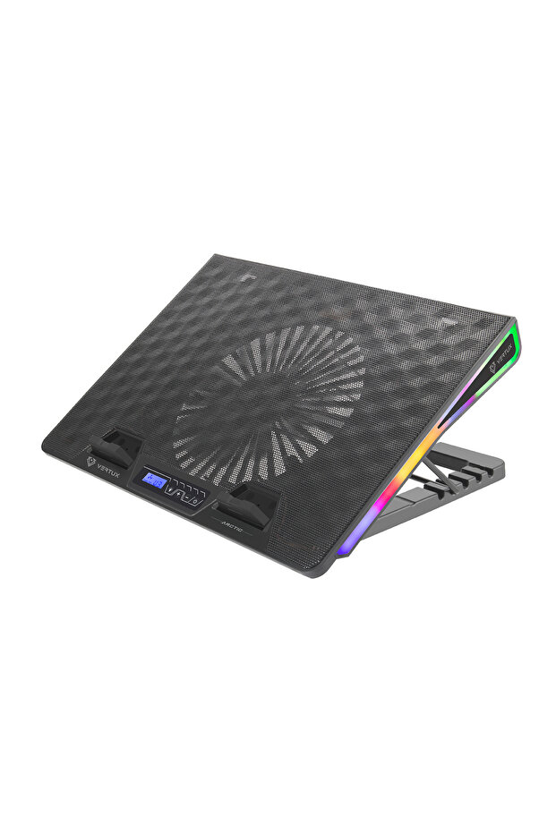 Gaming Laptop Cooling Pad, Foldable 17 Inch with LCD Screen, Dual USB, Adjustable Height
