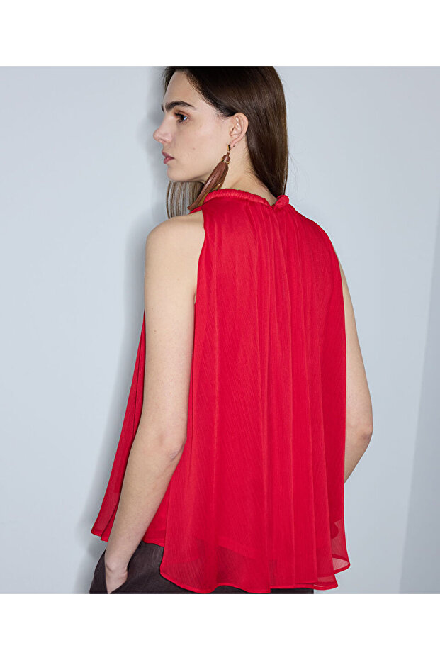 Halter yaka şifon bluz - 5