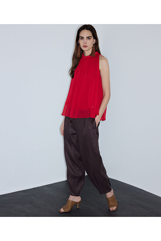 Halter yaka şifon bluz - 2