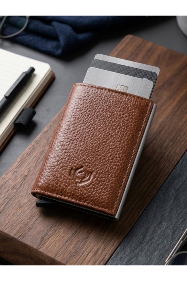 Smart Mechanism Magnetic Genuine Leather Handcrafted Wallet Father's Day Gift