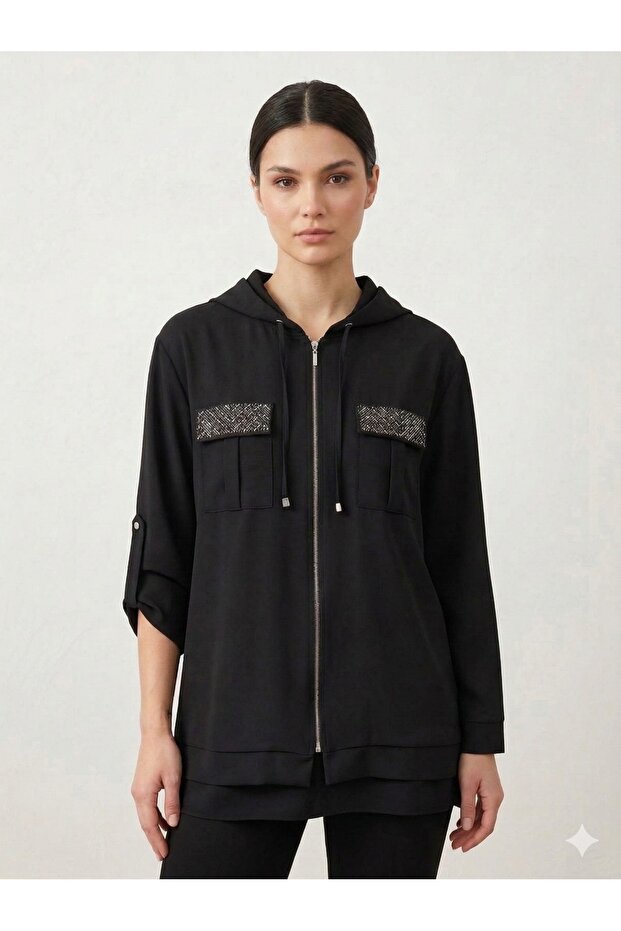 Pocket Detail Hooded Jacket 1686