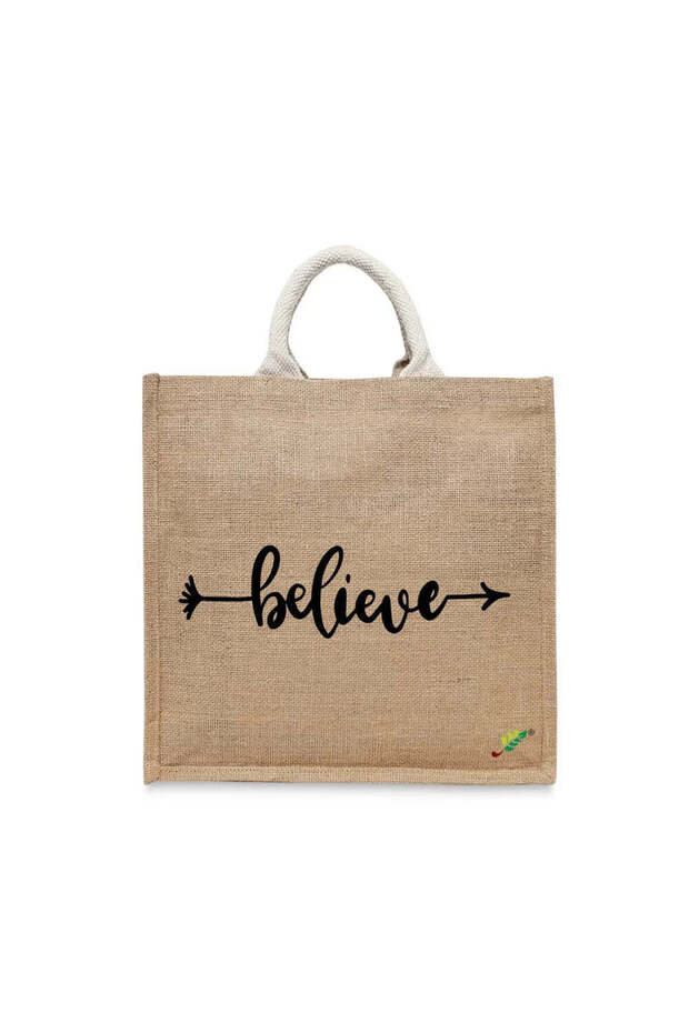 Tote Bag - Believe Printed Stylish Carry-All Cotton Tote Set of 01