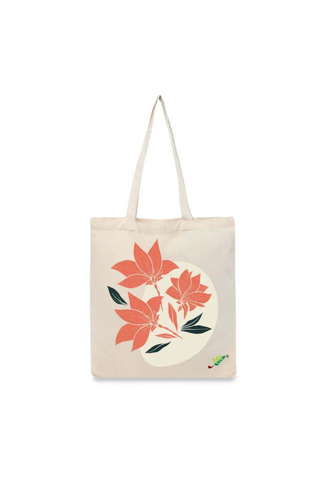 Tote Bag - Coral Bloom Printed Stylish Carry-All Cotton Tote Set of 01