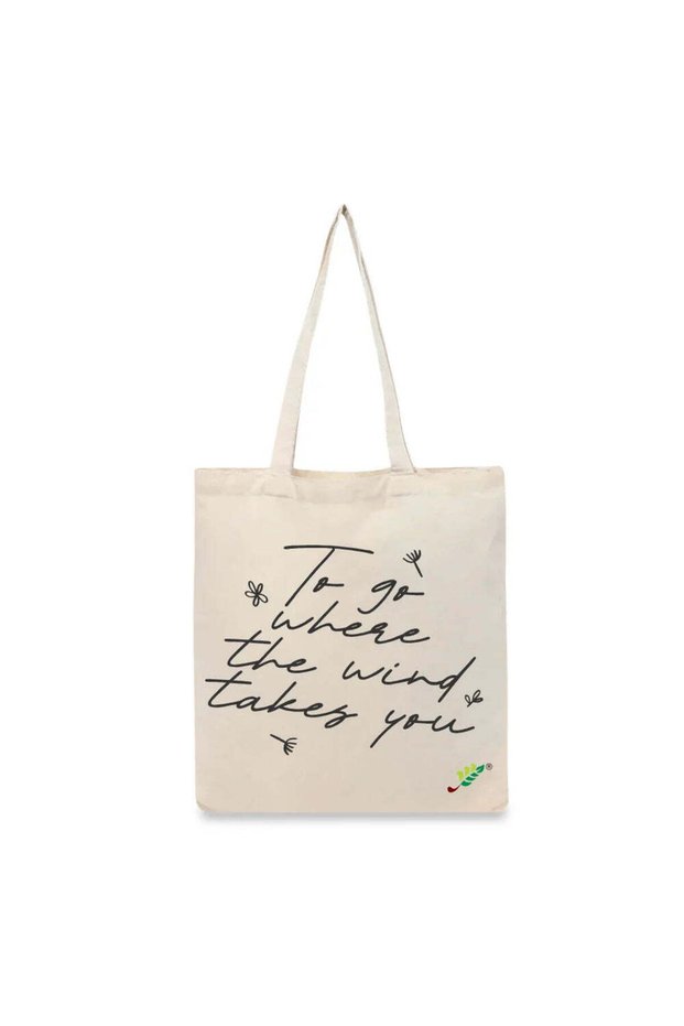 Tote Bag - To Go Where the wind takes you Printed Stylish Carry-All Cotton Tote Set of 01