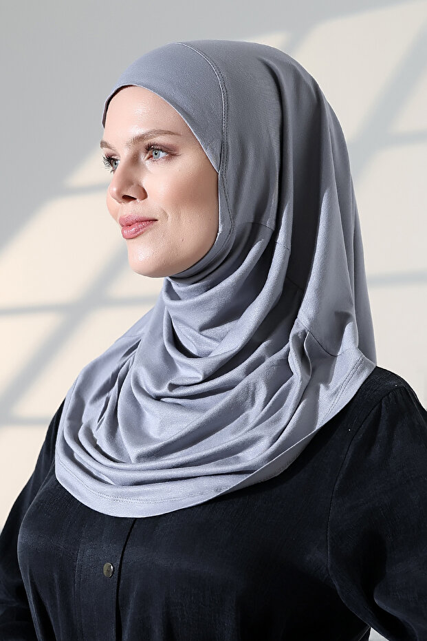 One-Piece Practical Prayer Hijab, Ready-To-Wear Hijab Shawl - Gray