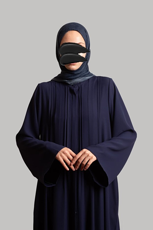 Ribbed Buttoned Robe Navy Blue - 5