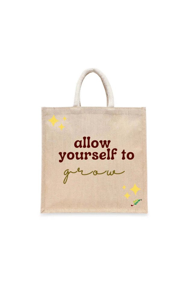 Tote Bag - Allow yourself to grow Printed Stylish Carry-All Cotton Tote Set of 01