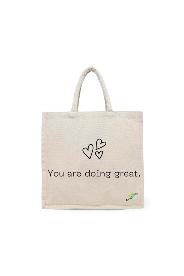 Tote Bag - You are doing great Printed Stylish Carry-All Cotton Tote Set of 01