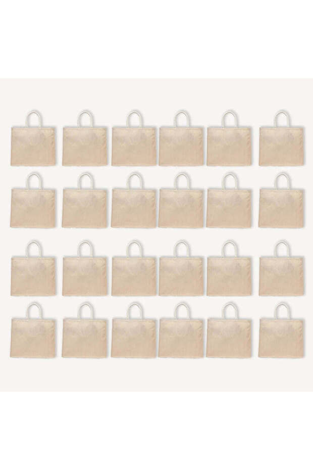 Laminated Juco Tote Bags With Gusset (Natural) 14.5 x 17 Inch Reusable Shopping Bag Set of 24