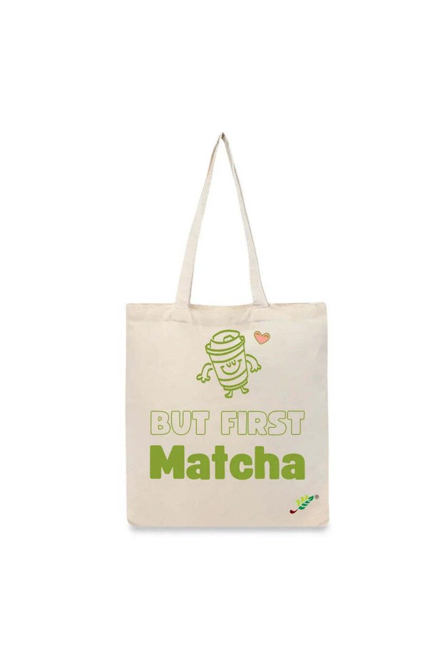 Tote Bag - But First Matcha Printed Stylish Carry-All Cotton Tote Set of 01