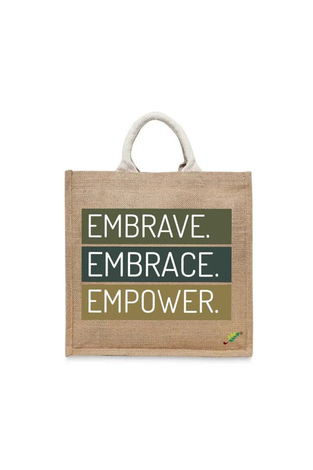 Tote Bag - Embrave, Embrace, Empower Printed Stylish Carry-All Cotton Tote Set of 01