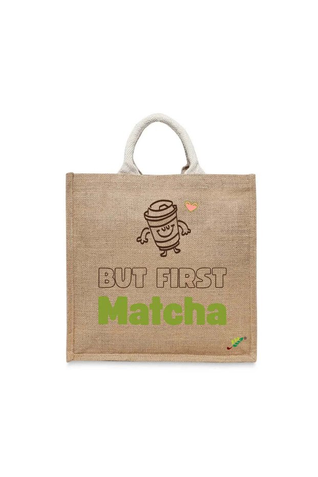 Tote Bag - But First Matcha Printed Stylish Carry-All Cotton Tote Set of 01