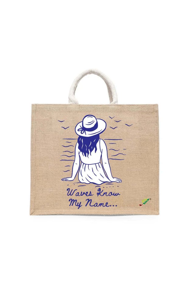 Tote Bag - Waves Know my name Printed Stylish Carry-All Cotton Tote Set of 01