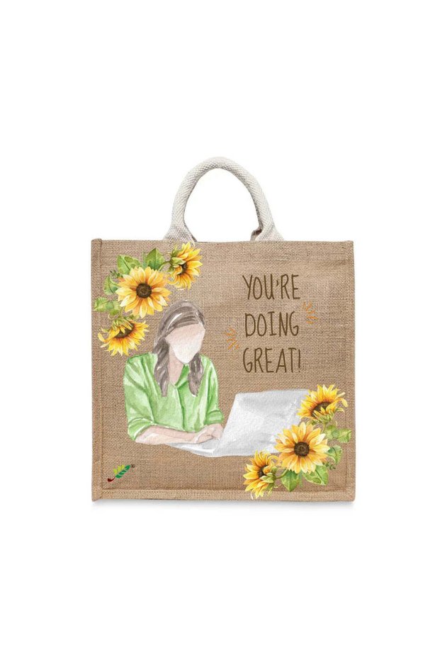 Tote Bag - You're doing great Printed Stylish Carry-All Cotton Tote Set of 01