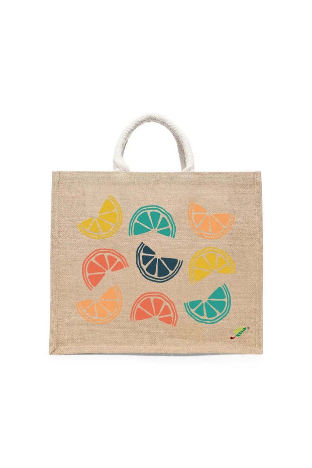 Tote Bag - Citrus Printed Stylish Carry-All Cotton Tote Set of 01