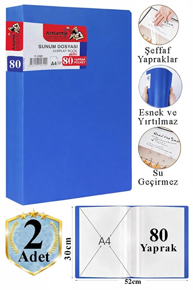 Blue Presentation File 80 Pockets 2 Pieces Catalog File with Pockets 80 Pockets Self-File Plastic Container