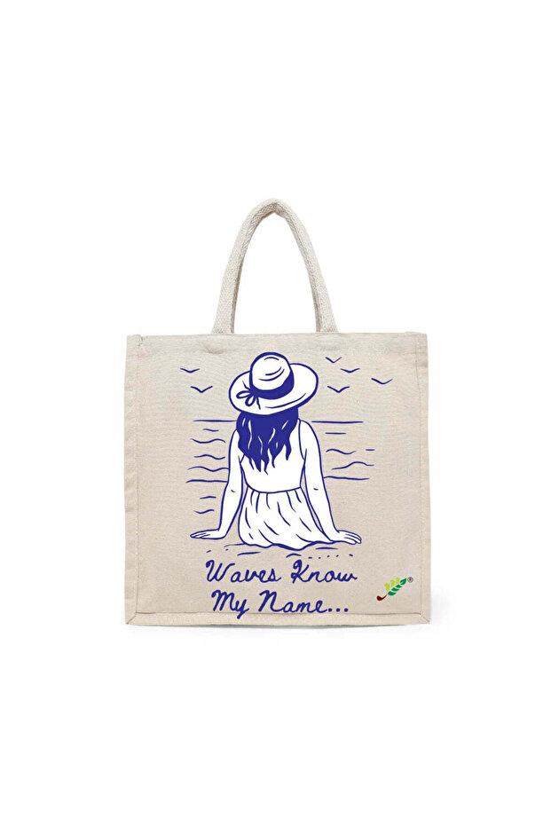 Tote Bag - Waves Know my name Printed Stylish Carry-All Cotton Tote Set of 01