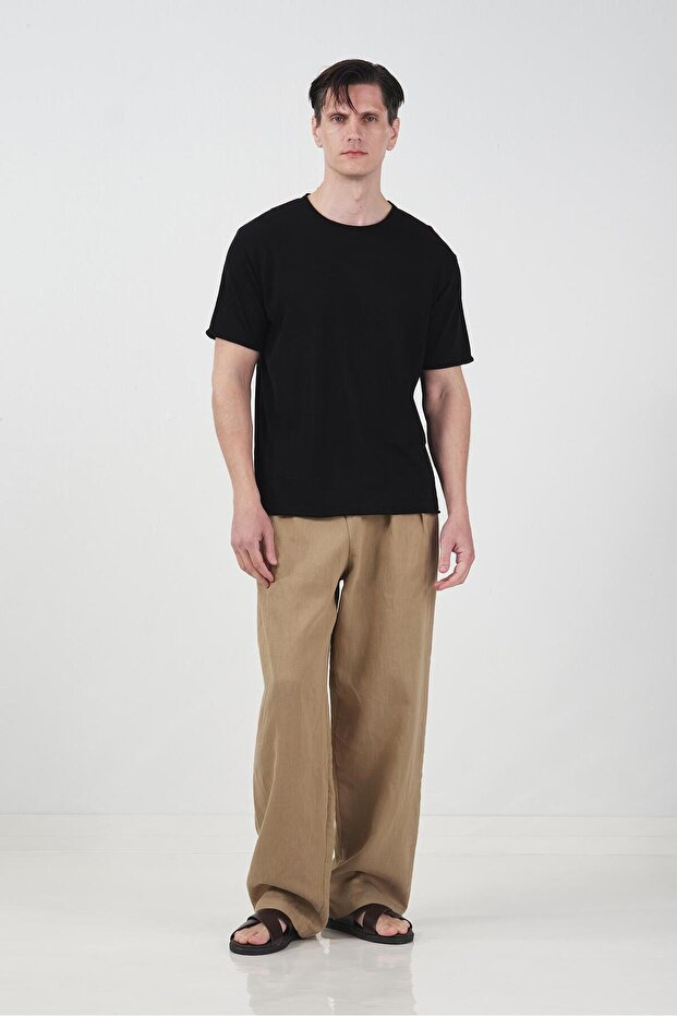 Drapey Black K Linen Tricot T-Shirt