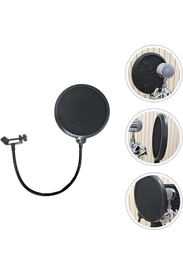 Double Layer Microphone Pop Filter Windscreen With Flexible Gooseneck Support - 6