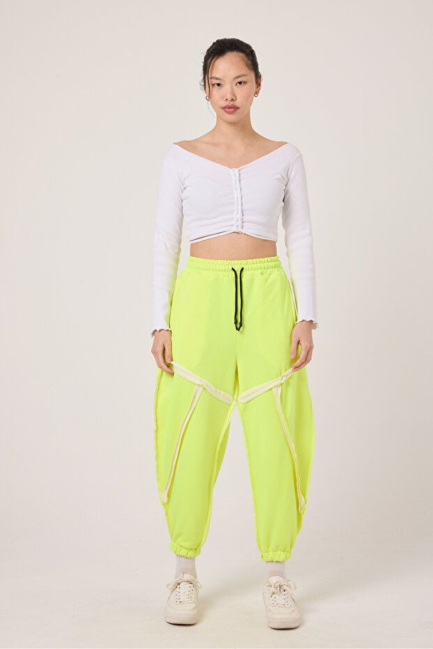 Women's Street Style Dirty Stitched Half-Shalwar Cut Pants