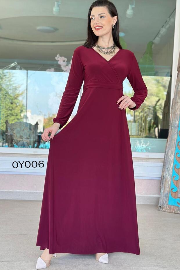 Lycra Double Breasted Neckline Long Dress 0Y006
