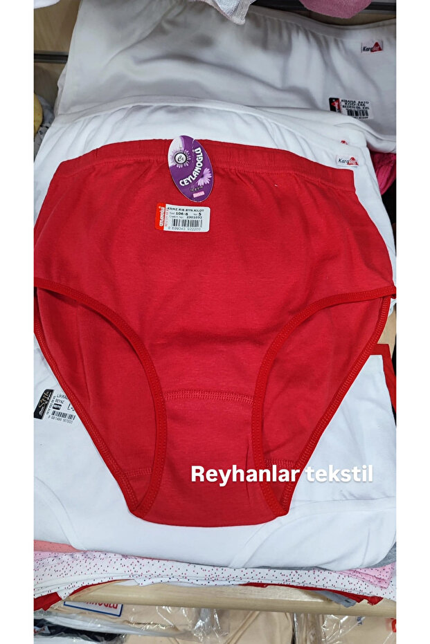 Women's 6-Pack Red Cotton Piece Rib Knit Panties Stretchy and Comfortable Daily Underwear 106