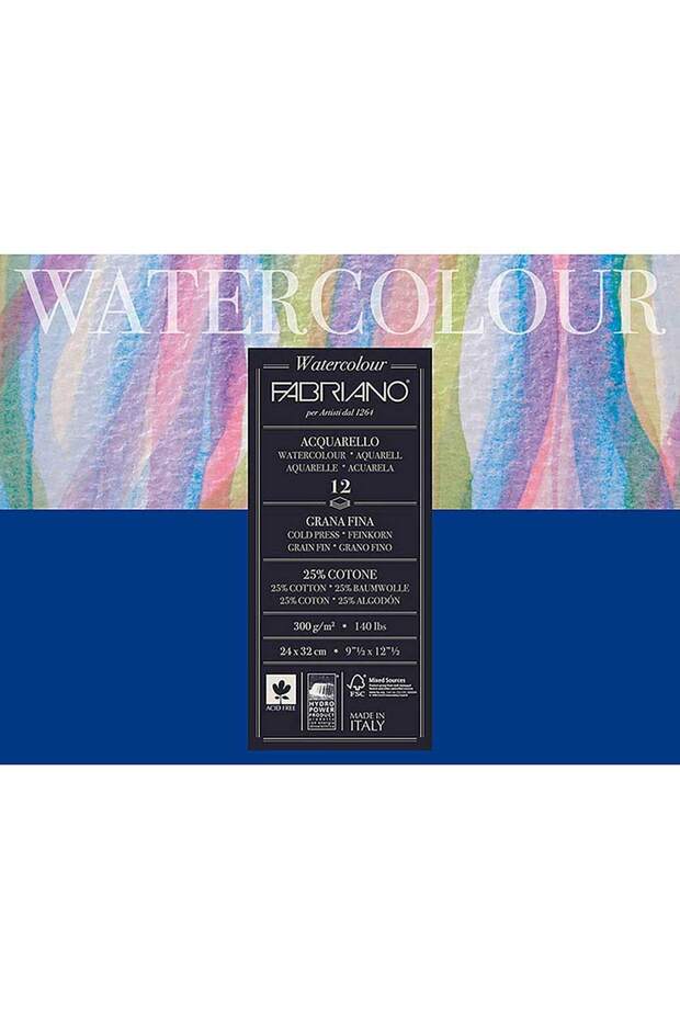 Watercolor Cold Pressed 300Gr 24X32Cm 12 Sheets (1 Side Glued)