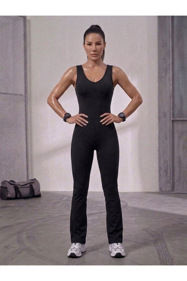 Es Stretchy Por Jumpsuit with Sewing Details (Yoga/Fitness/Pilates)