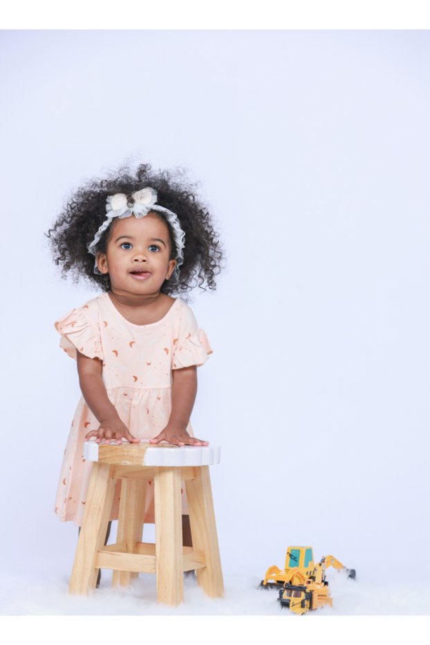 Ultra-Soft 100% BambooCotton Baby Girl Dress - Ruffled Sleeve Sundress for Toddlers and Infants