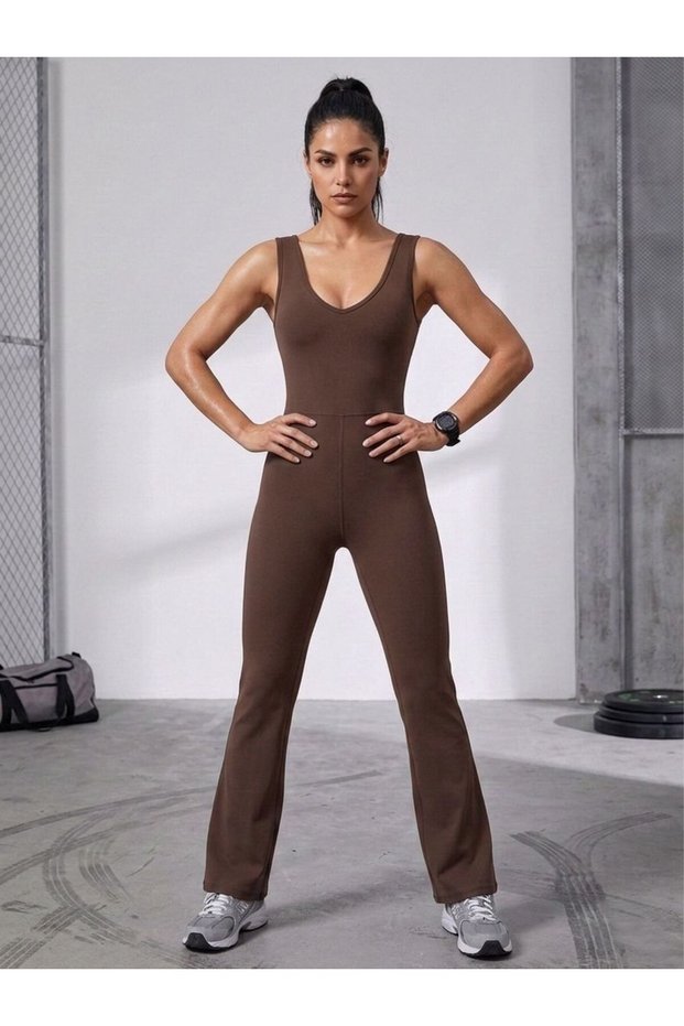 Es Stretchy Por Jumpsuit with Sewing Details (Yoga/Fitness/Pilates)