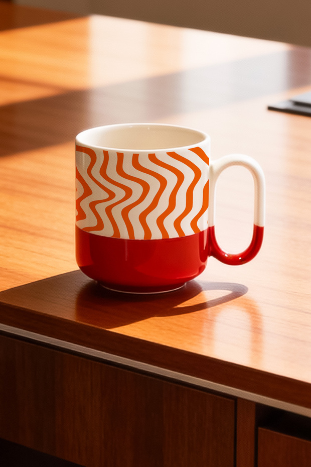 Orange Pattern Design Ceramic Printed Pro Mug 330ml - 2