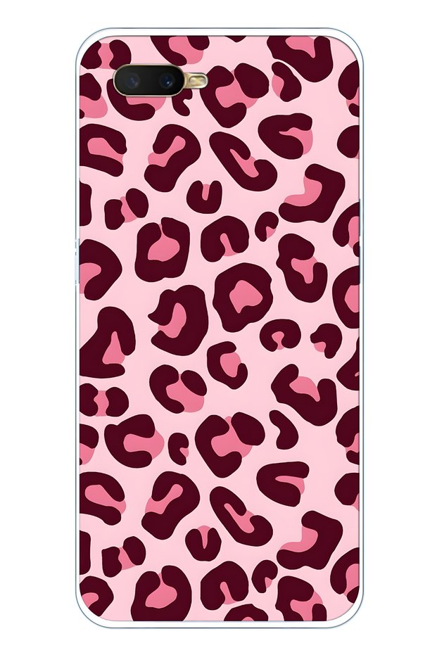 Oppo A5S / Ax7 / A12 Compatible Pink Transparent Phone Case Pack of Leopard Printed