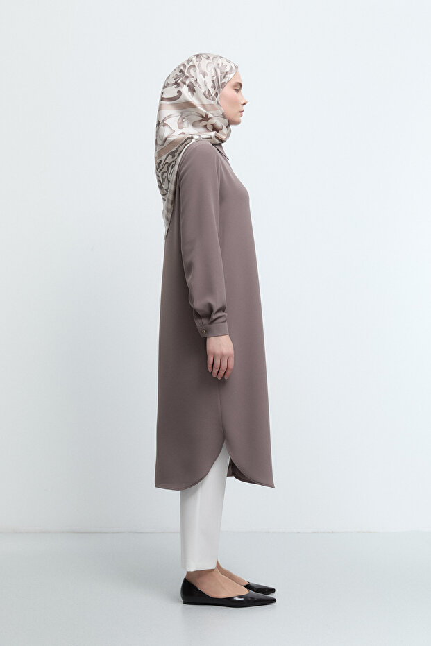 Gizli Patlı Basic Tunik - Vizon - 2
