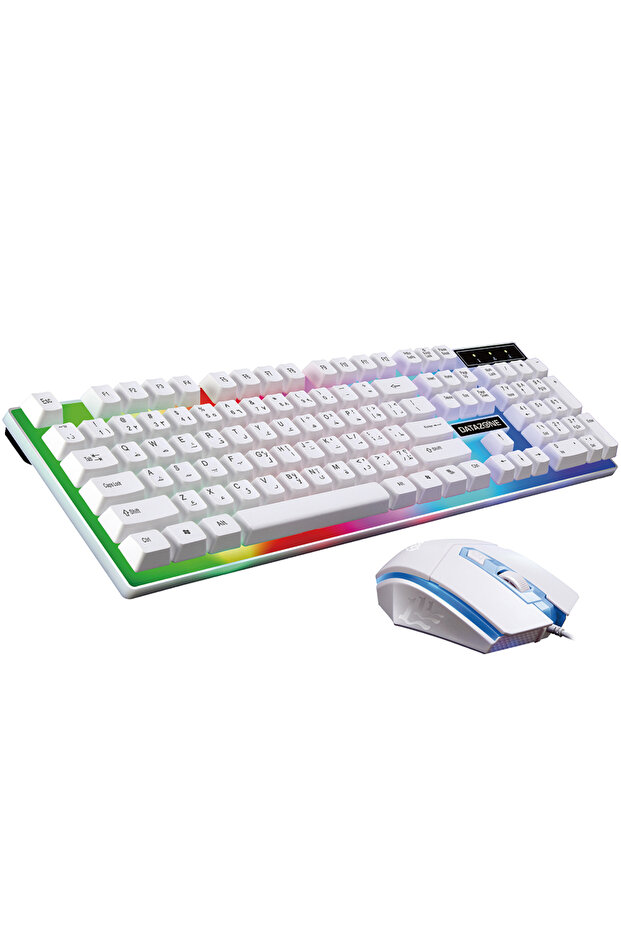 لوحة مفاتيح ألعاب RGB بإضاءة عربية وإنجليزية لون أبيض رقم الموديل G21