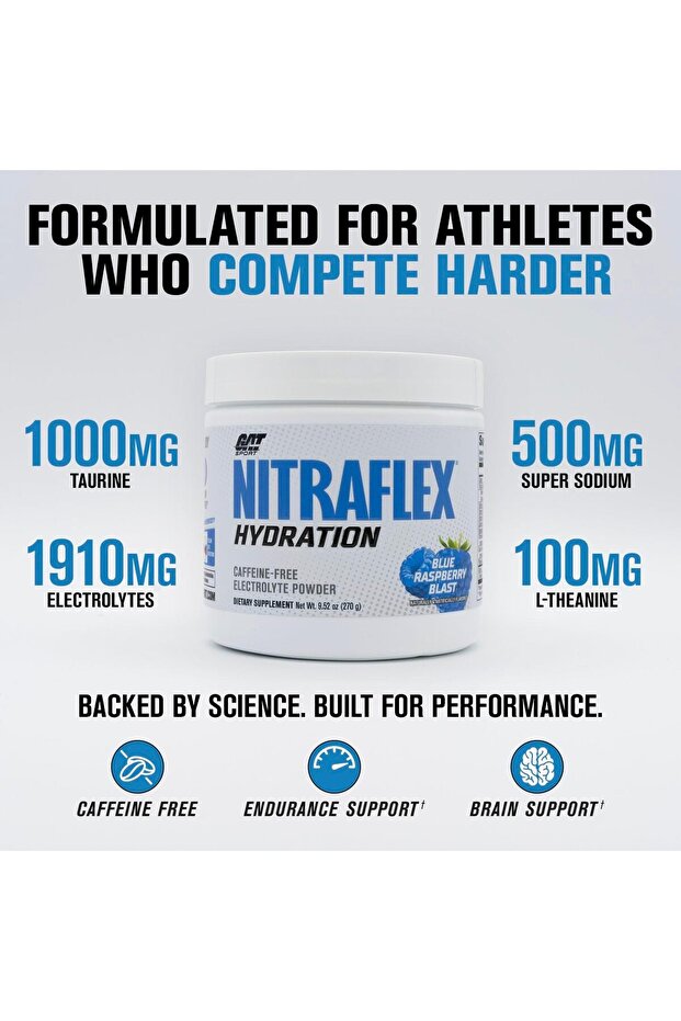 Nitraflex Hydration Powder, Blue Raspberry blast, 45 servings, Drink Mix with Electrolytes