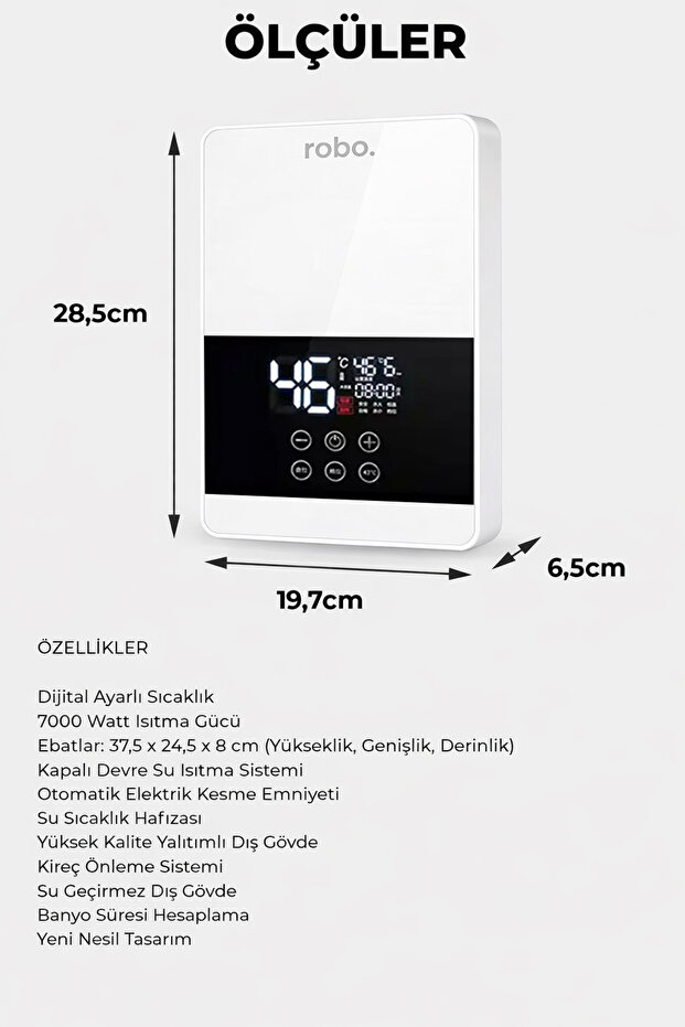 Dijital Akıllı Şofben - (DUŞ BAŞLIĞI HEDİYELİ) Beyaz - 6