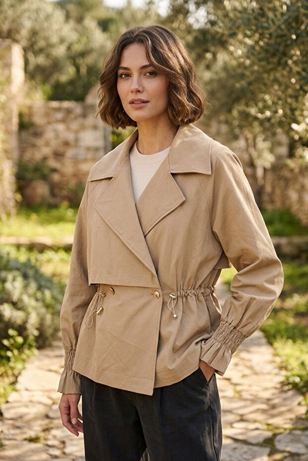 Regular Sleeve Windproof Short Trench 4S3031