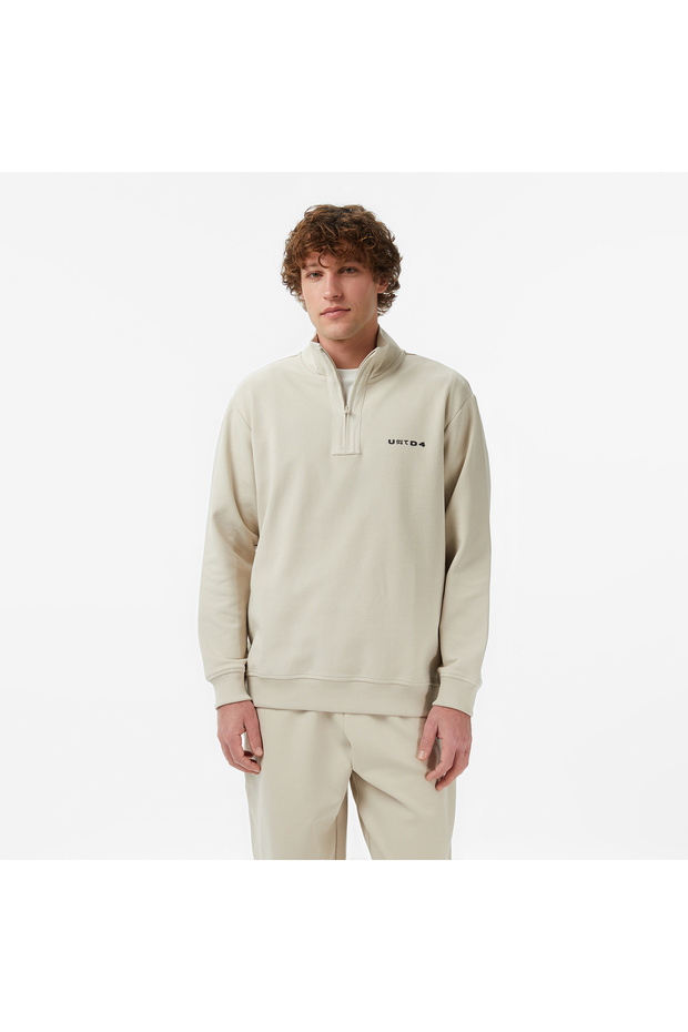 United4 Regular Fit Men's Beige Sweatshirt