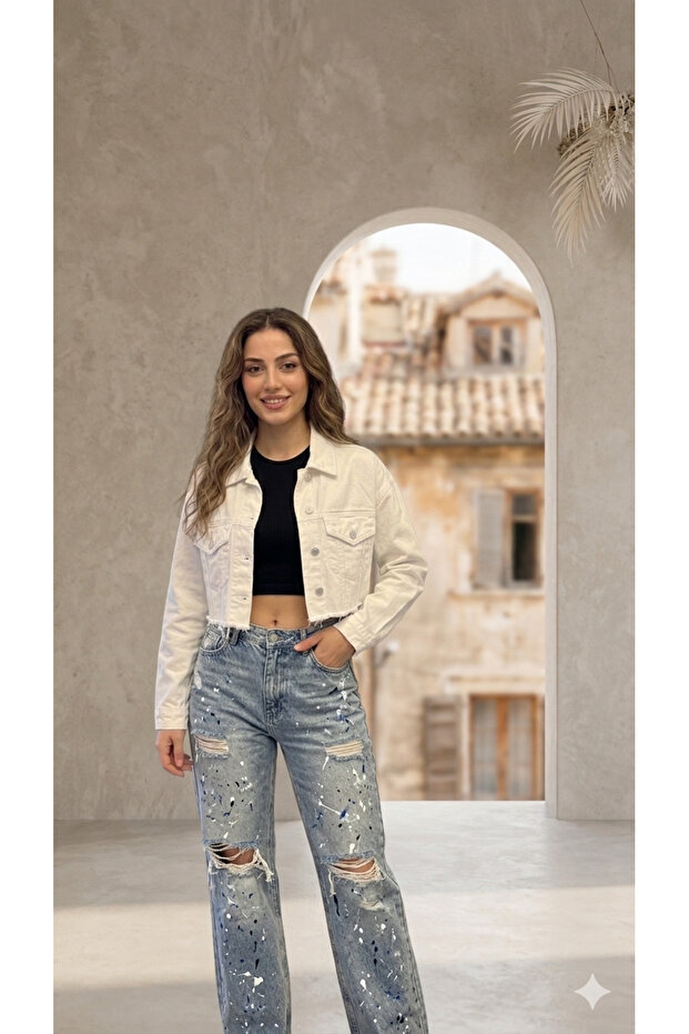 سترة الدنيم القصيرة النسائية