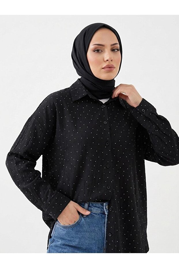 Stone Detail Tunic-Black