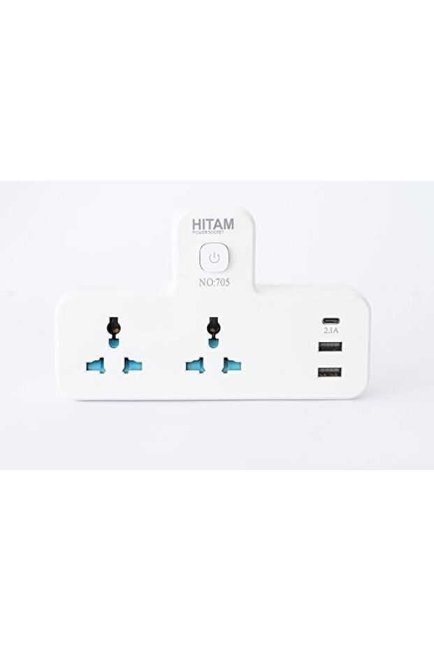 3-Way Universal Multi Plug Adapter with 2 USB Ports & 1 Type-C Port
