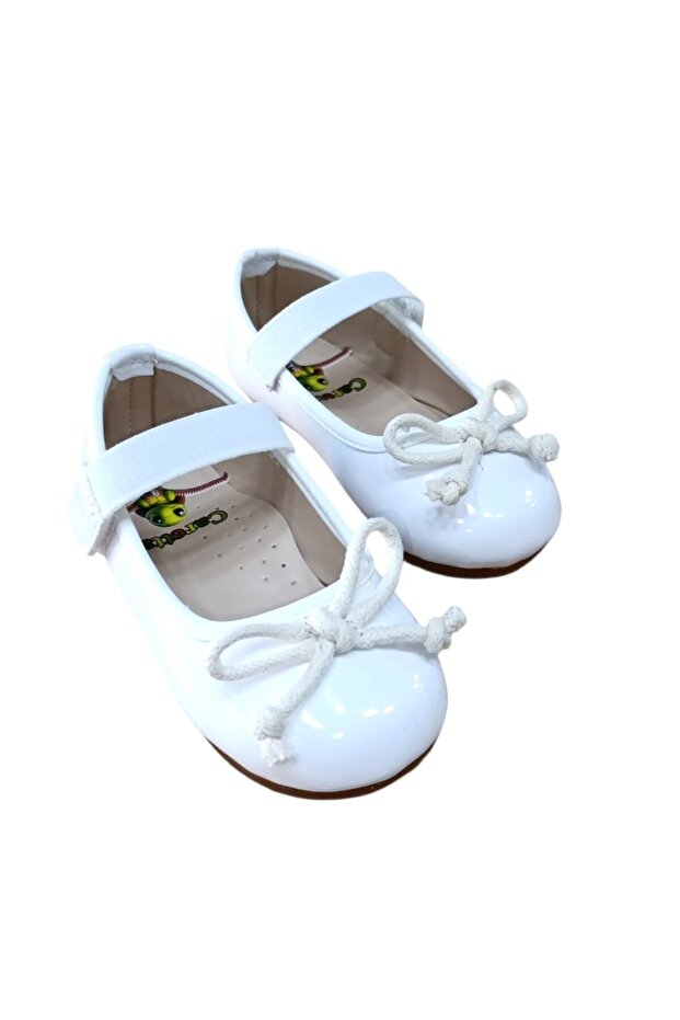 2517 Children's Patent Leather Ballet Bow with Mustache Bow Ballet Flats