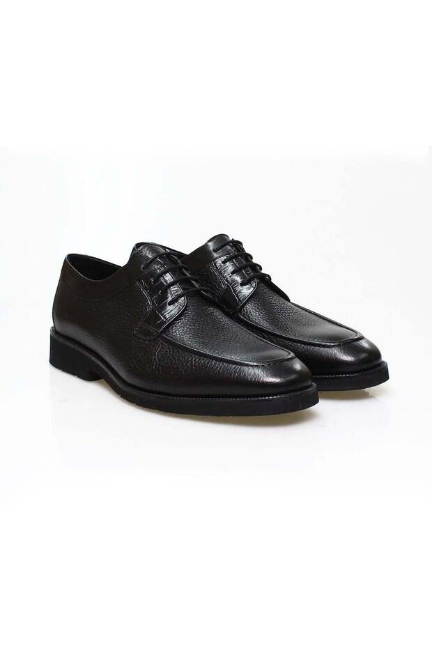 Black Color Lace-Up Genuine Leather Men's Shoes