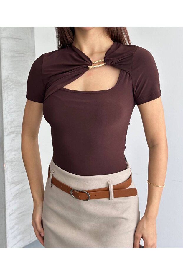 Metal-Accented Drapeli Women's Blouse